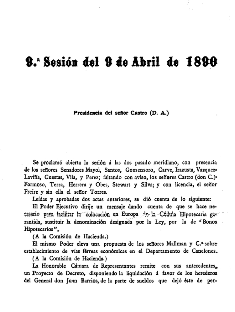 DIARIO DE SESIONES DE LA CAMARA DE SENADORES del 09/04/1890